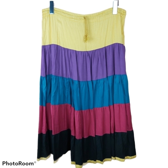 COLOR bloc A line rayon skirt made in India - Picture 2 of 8